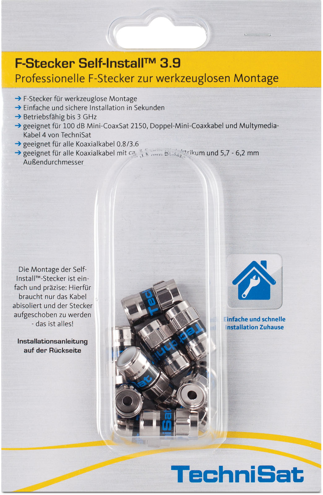 F-Stecker Self-Install™ 3.9, 10er-Blister Frontal, Front